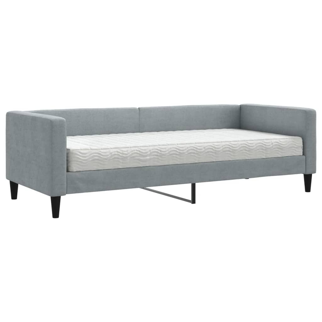 vidaXL Slaapbank met matras 80x200 cm stof lichtgrijs grijs, foto 3