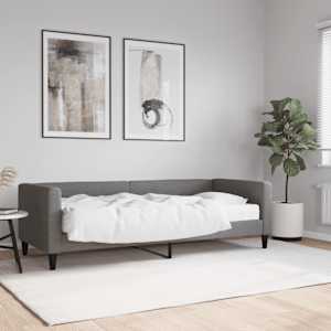 Válenda s matrací tmavě šedá 80 x 200 cm textil - obrázek 1