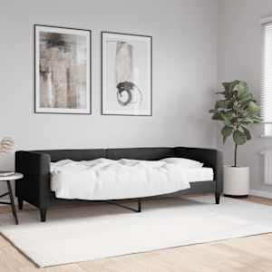 Válenda s matrací černá 80 x 200 cm textil - obrázek 1