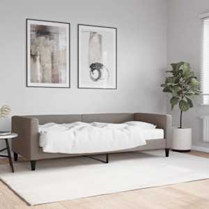 Válenda s matrací taupe 80 x 200 cm textil - obrázek 1