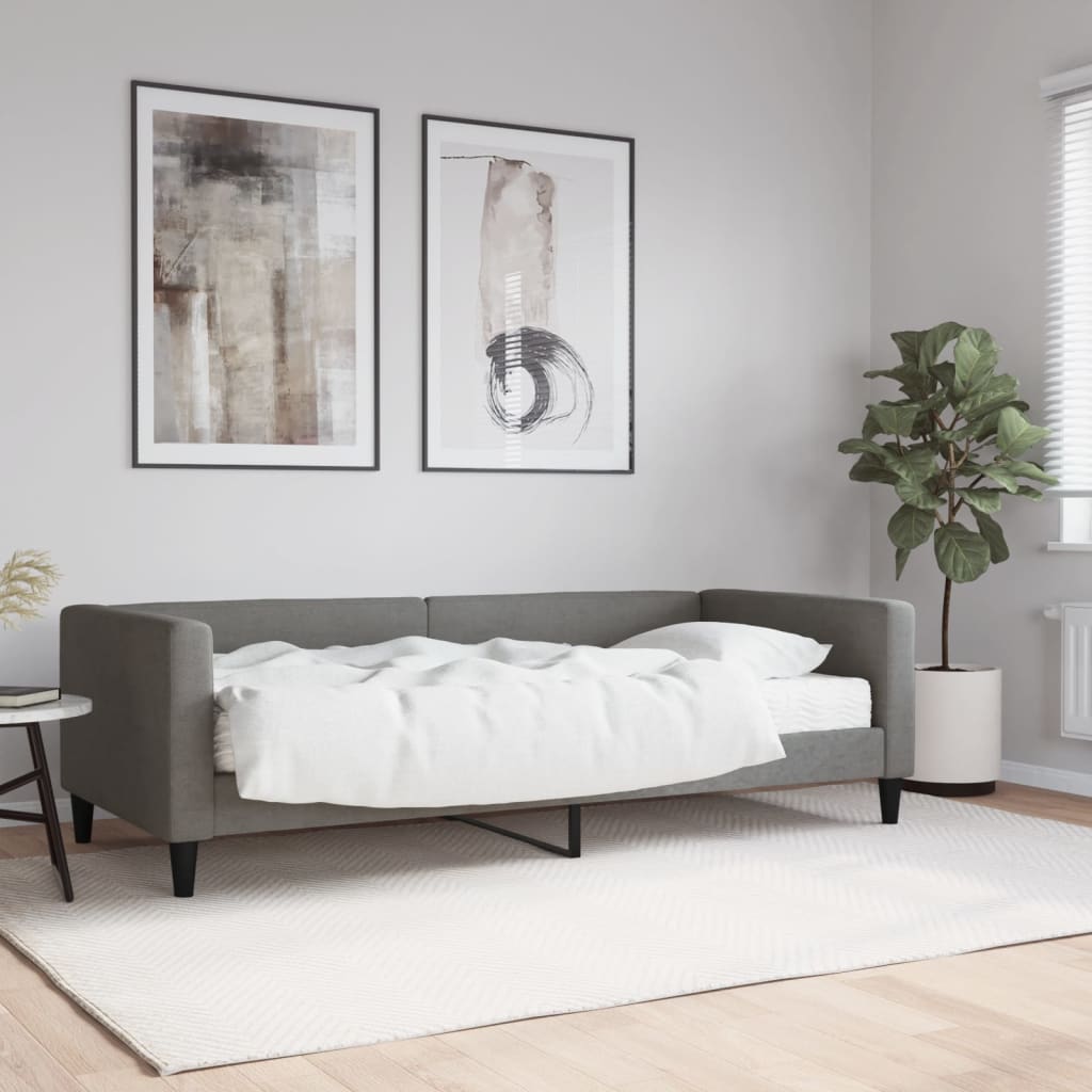 vidaXL daybed med madras 90x200 cm stof mørkegrå