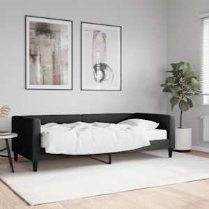 Dnevna postelja z vzmetnico črna 90x200 cm blago