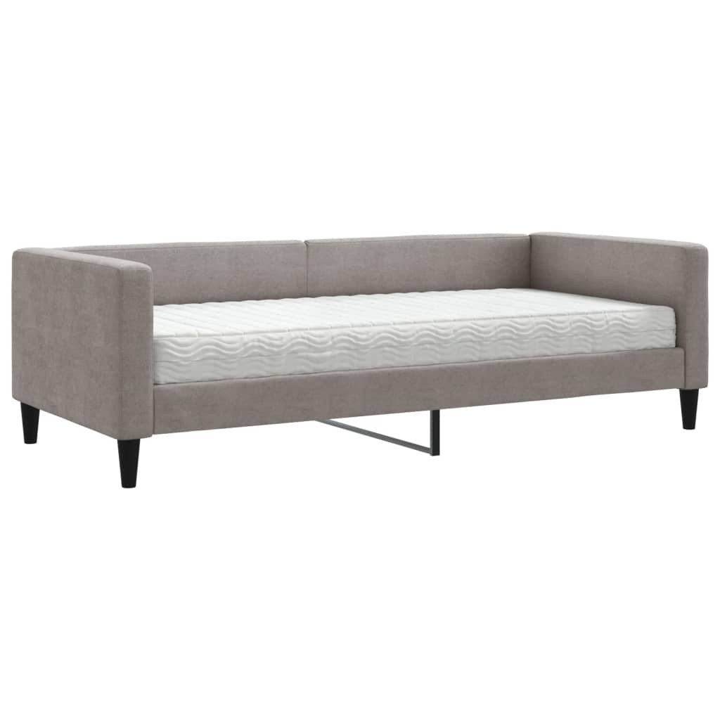 vidaXL Slaapbank met matras 90x200 cm stof taupe, foto 3