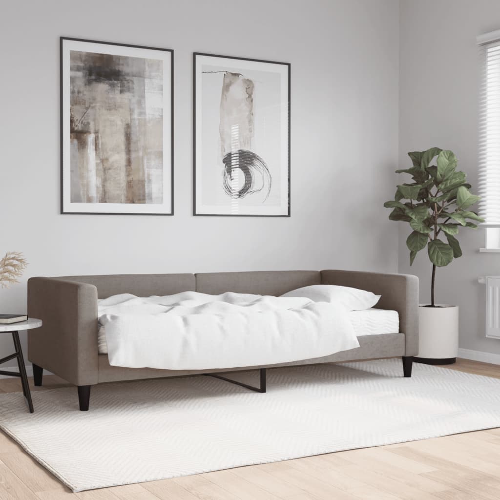 vidaXL daybed med madras 90x200 cm stof gråbrun