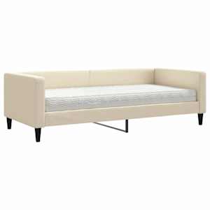 Válenda s matrací krémová 90 x 200 cm textil - obrázek 2