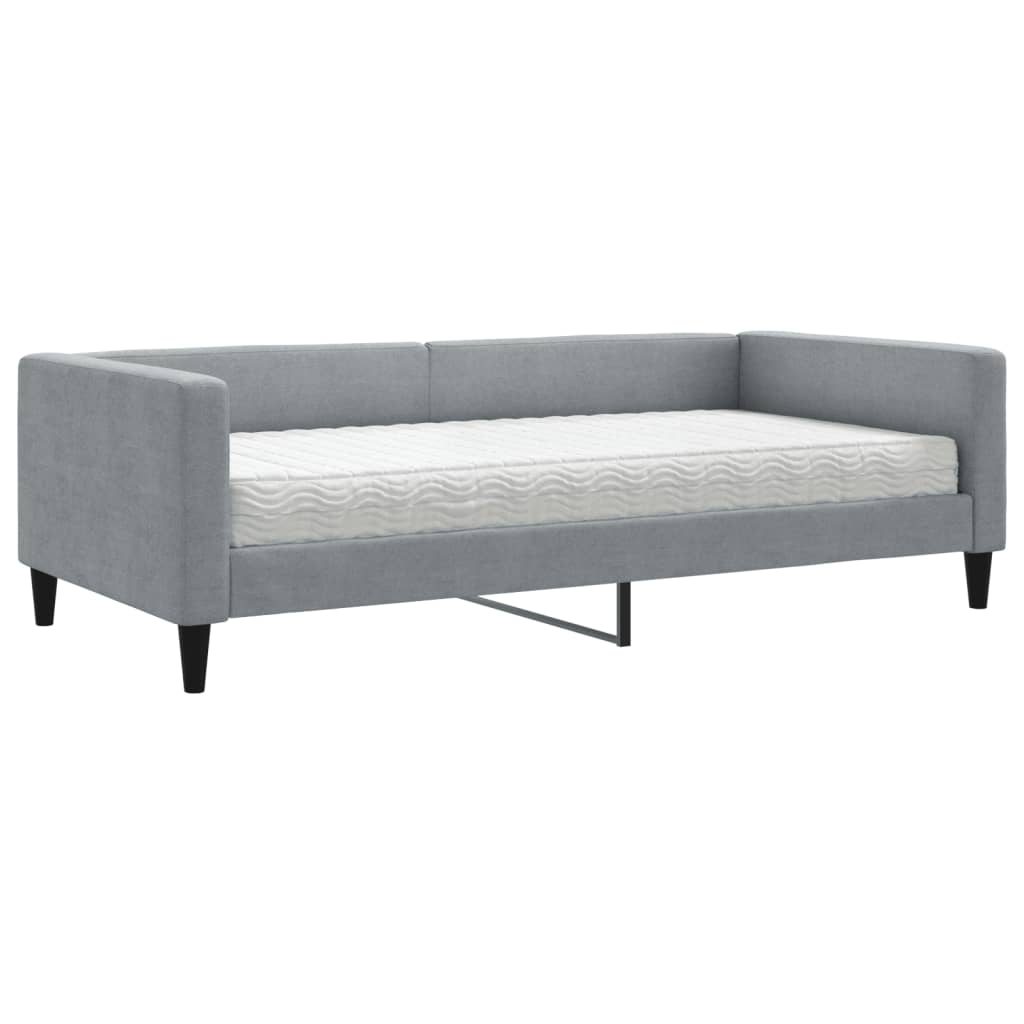 vidaXL Slaapbank met matras 100x200 cm stof lichtgrijs grijs, foto 3