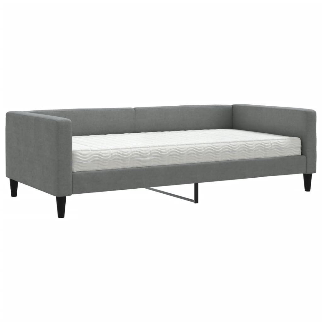 vidaXL Slaapbank met matras 100x200 cm stof donkergrijs grijs, foto 3