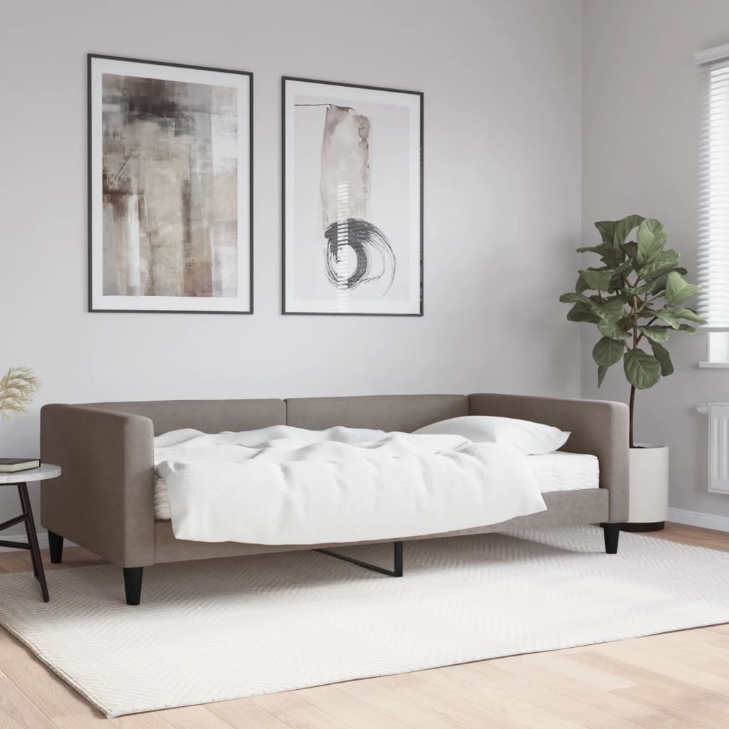 vidaXL daybed med madras 100x200 cm stof gråbrun