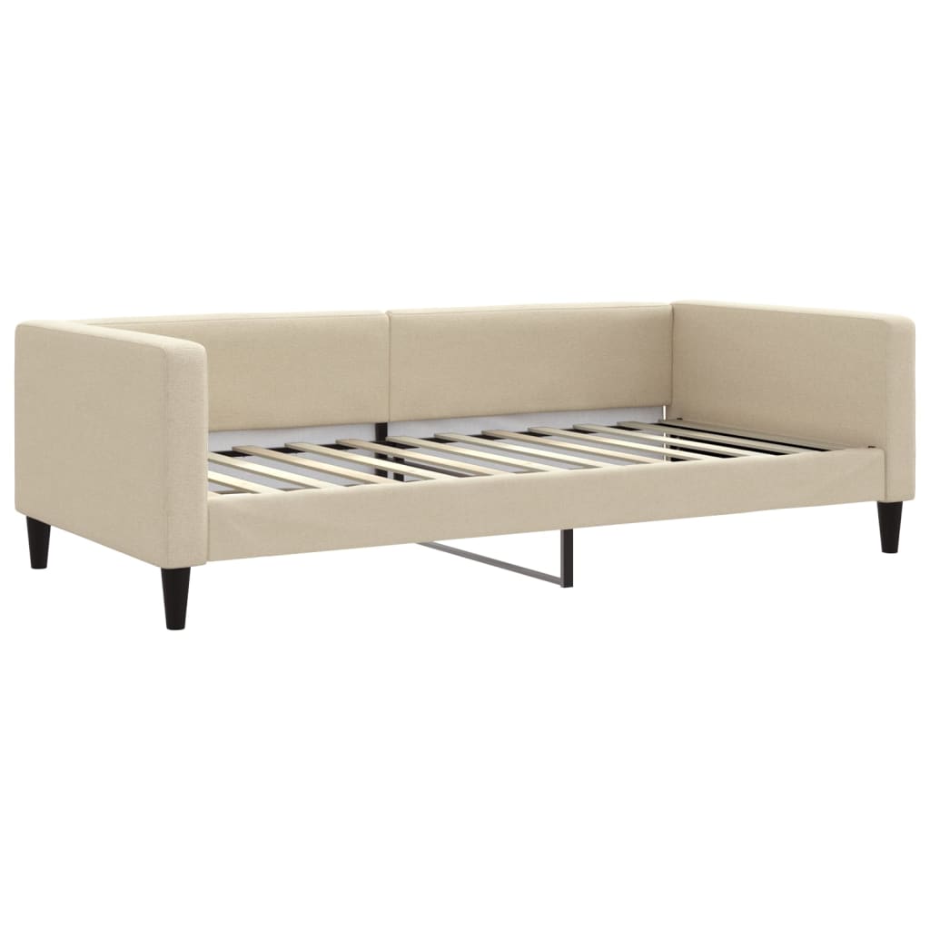 vidaXL daybed med madras 100x200 cm stof cremefarvet