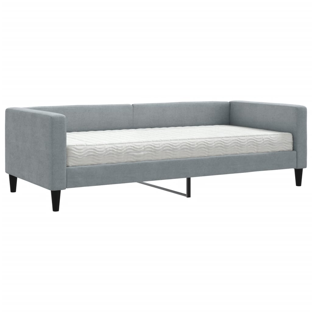 vidaXL Slaapbank met matras 90x190 cm stof lichtgrijs grijs, foto 3