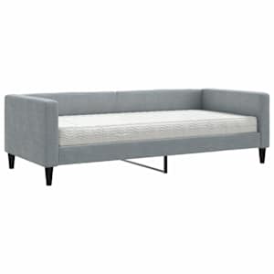 Válenda s matrací světle šedá 90 x 190 cm textil - obrázek 2