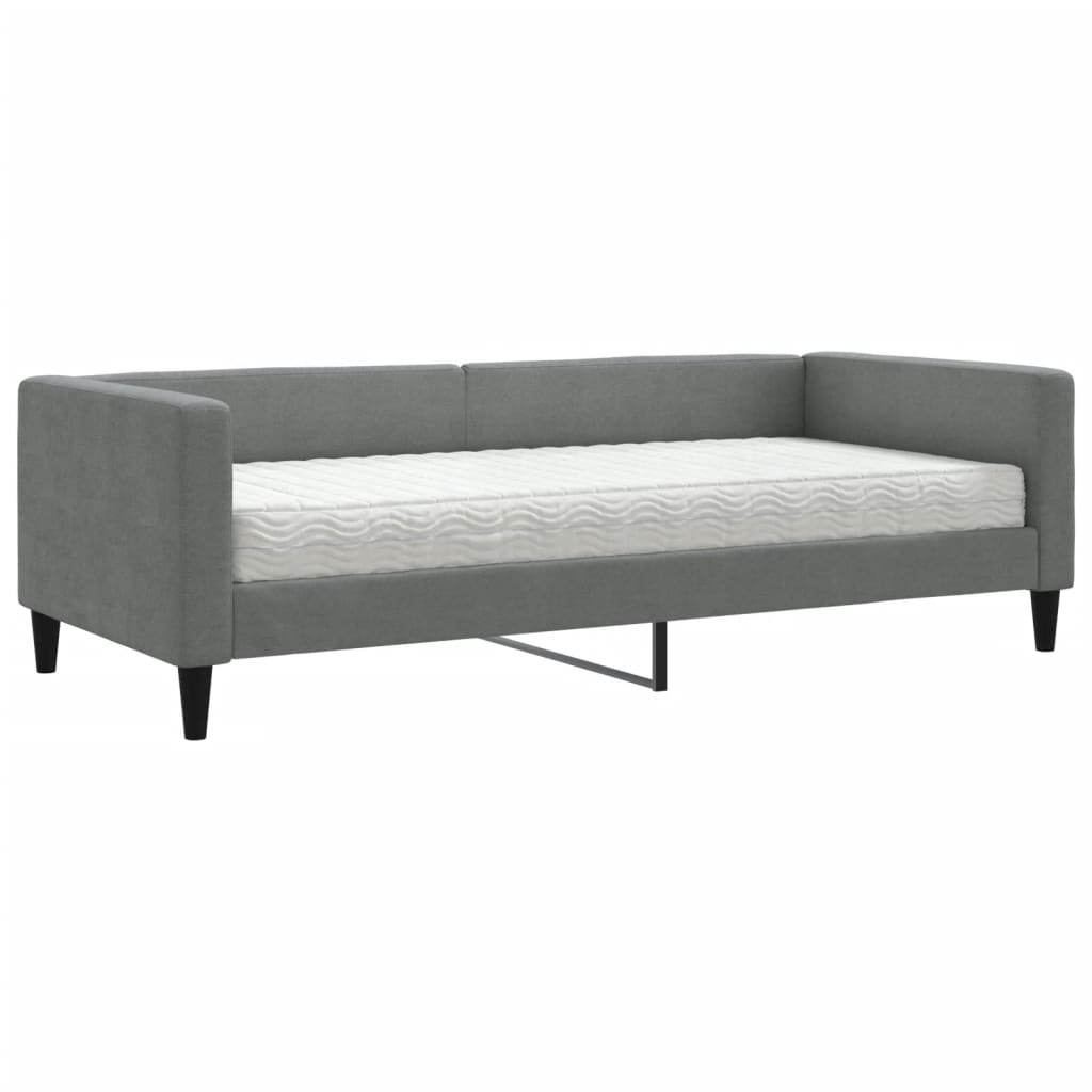 vidaXL Slaapbank met matras 90x190 cm stof donkergrijs grijs, foto 3