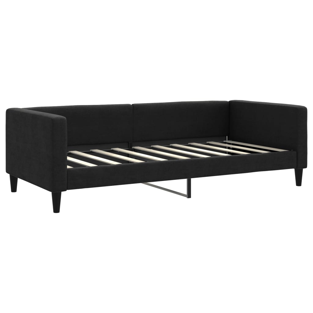 vidaXL fekete szövet kanapéágy matraccal 90 x 190 cm