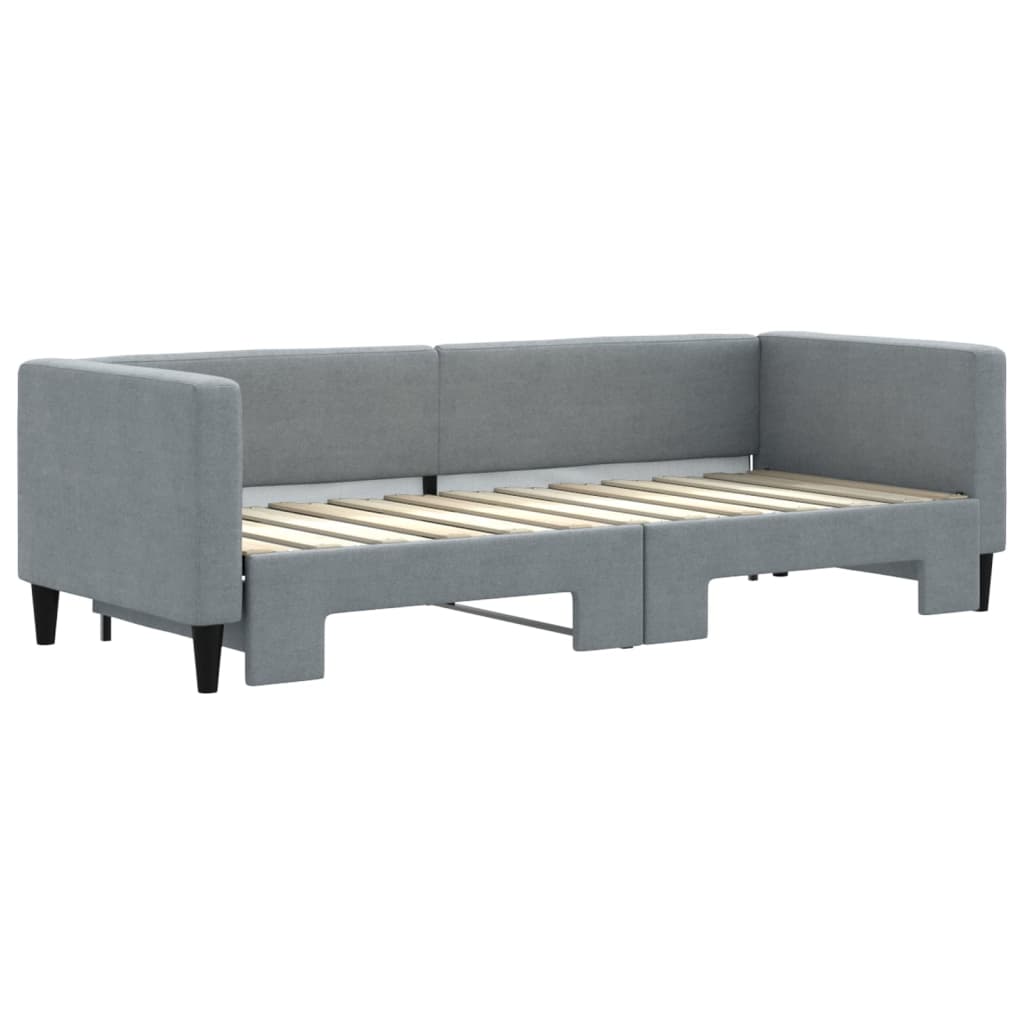 vidaXL Slaapbank met onderschuifbed 80x200 cm stof lichtgrijs afbeelding
