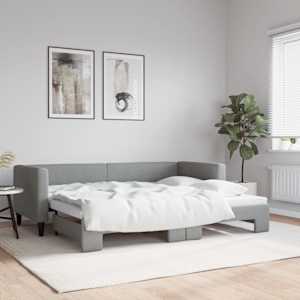 Izvlečna dnevna postelja svetlo siva 80x200 cm blago