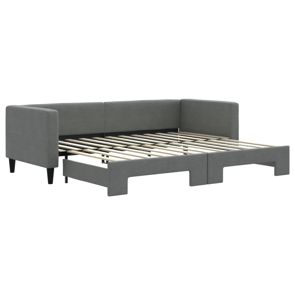 vidaXL Slaapbank met onderschuifbed 80x200 cm stof donkergrijs grijs, foto 3