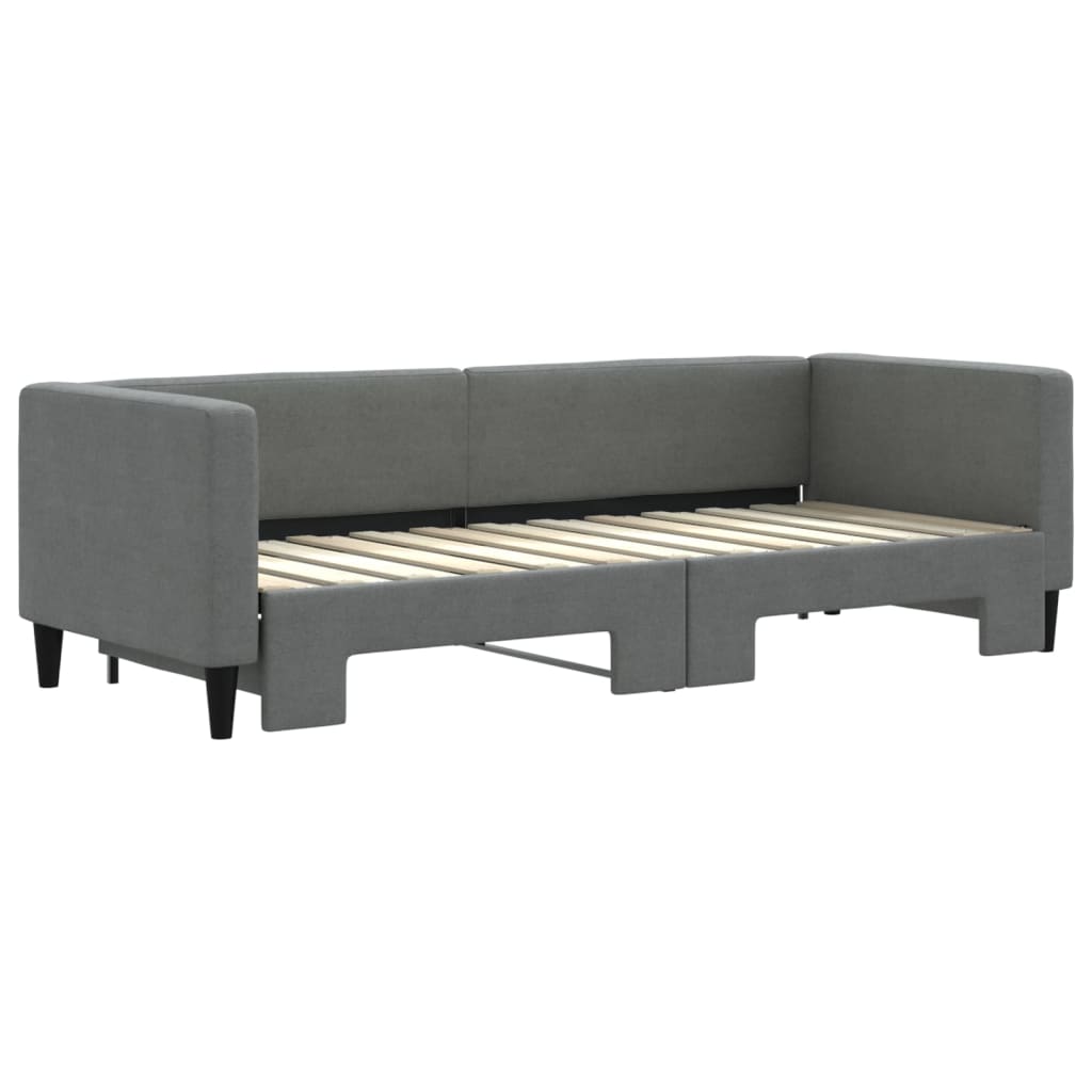 vidaXL Slaapbank met onderschuifbed 80x200 cm stof donkergrijs grijs, foto 2