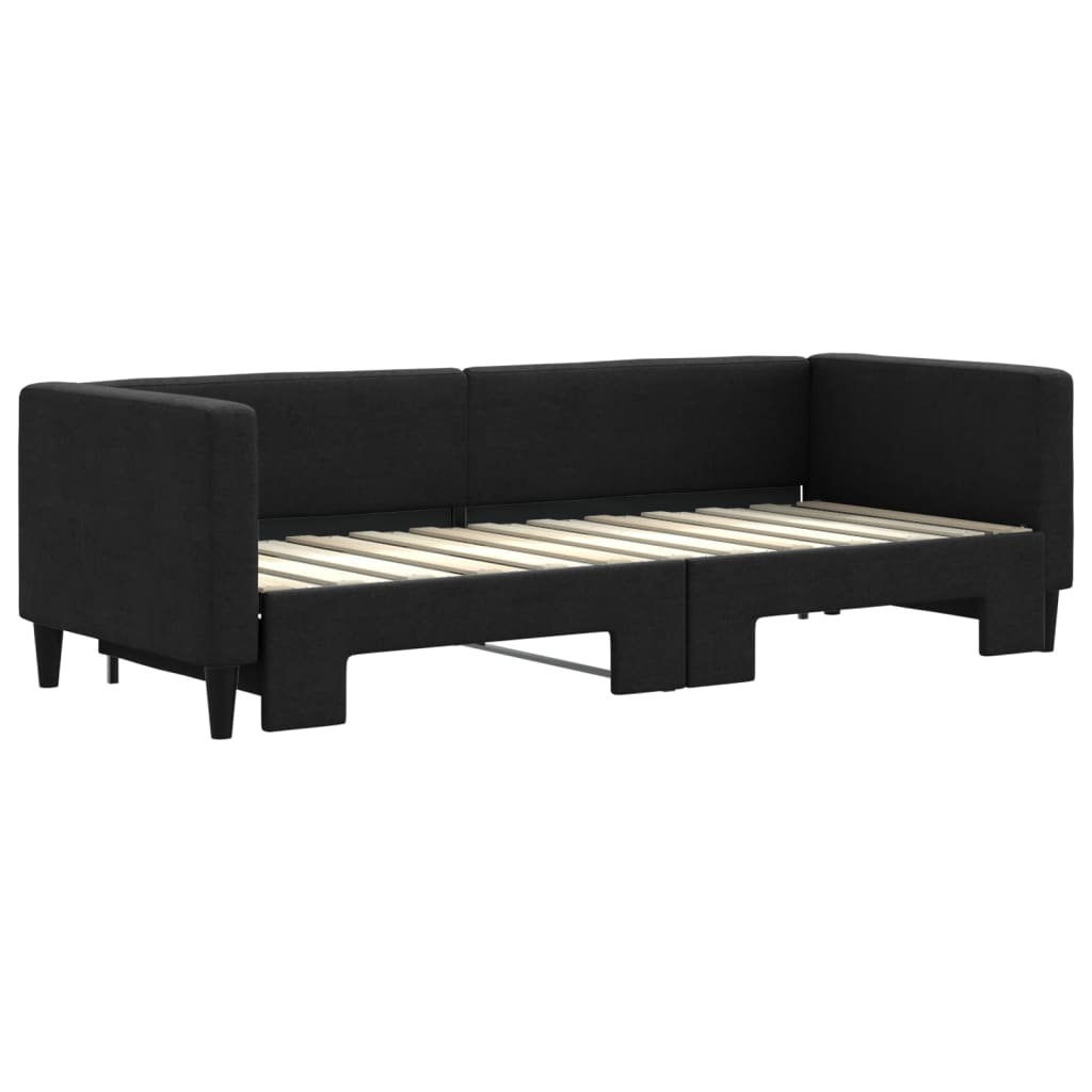 vidaXL Slaapbank met onderschuifbed 80x200 cm stof zwart afbeelding