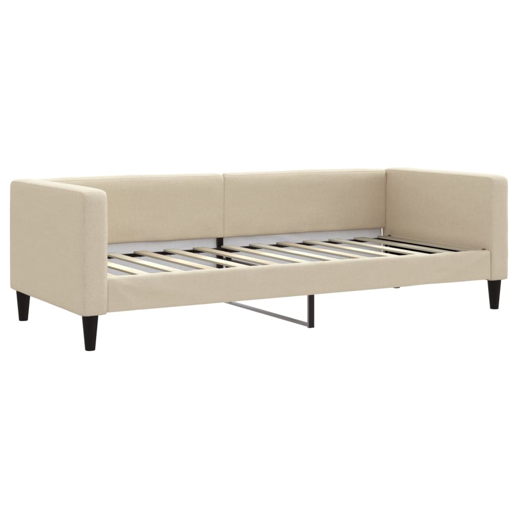 vidaXL Slaapbank met onderschuifbed 80x200 cm stof crèmekleurig, foto 4