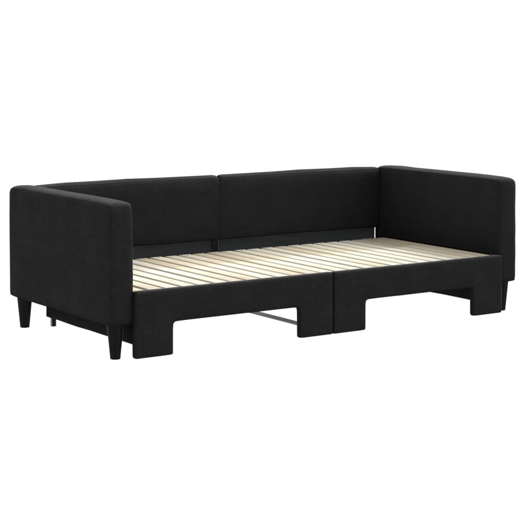vidaXL Slaapbank met onderschuifbed 90x200 cm stof zwart, foto 2