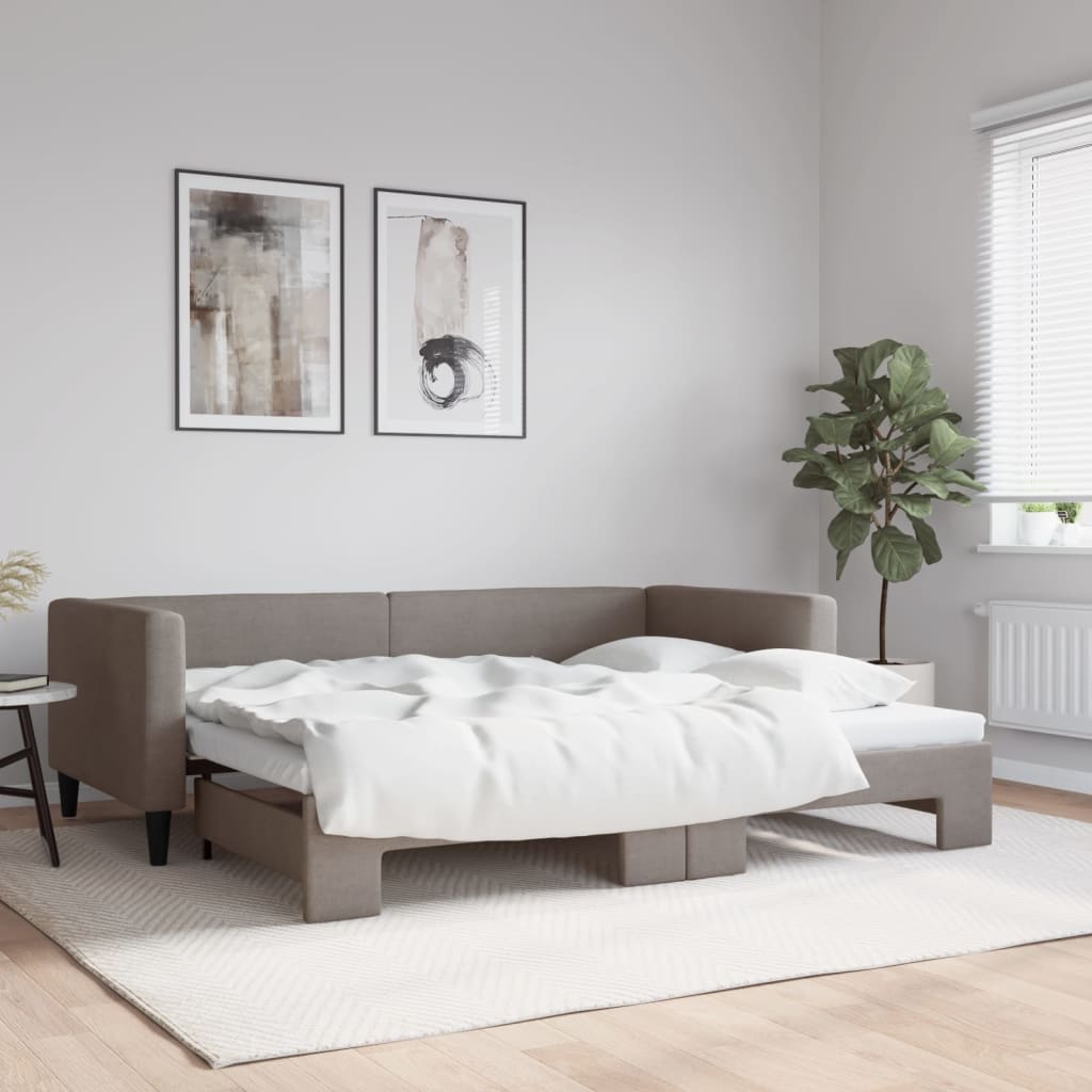 vidaXL daybed med udtræk 90x200 cm stof gråbrun