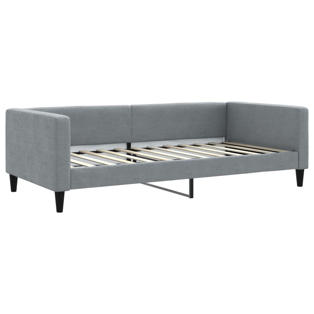 vidaXL Slaapbank met onderschuifbed 100x200 cm stof lichtgrijs grijs, foto 4