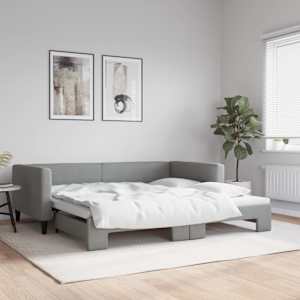 Válenda s přistýlkou světle šedá 100 x 200 cm textil - obrázek 1