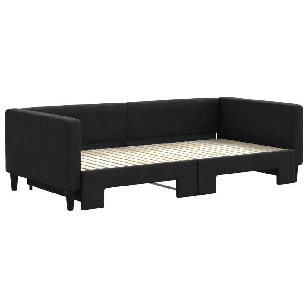vidaXL Slaapbank met onderschuifbed 100x200 cm stof zwart, foto 2
