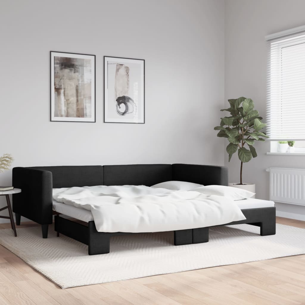 vidaXL daybed med udtræk 100x200 cm stof sort