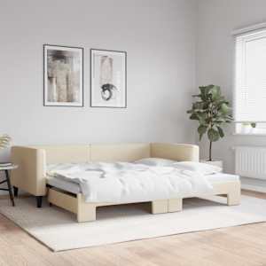 Válenda s přistýlkou krémová 100 x 200 cm textil - obrázek 1