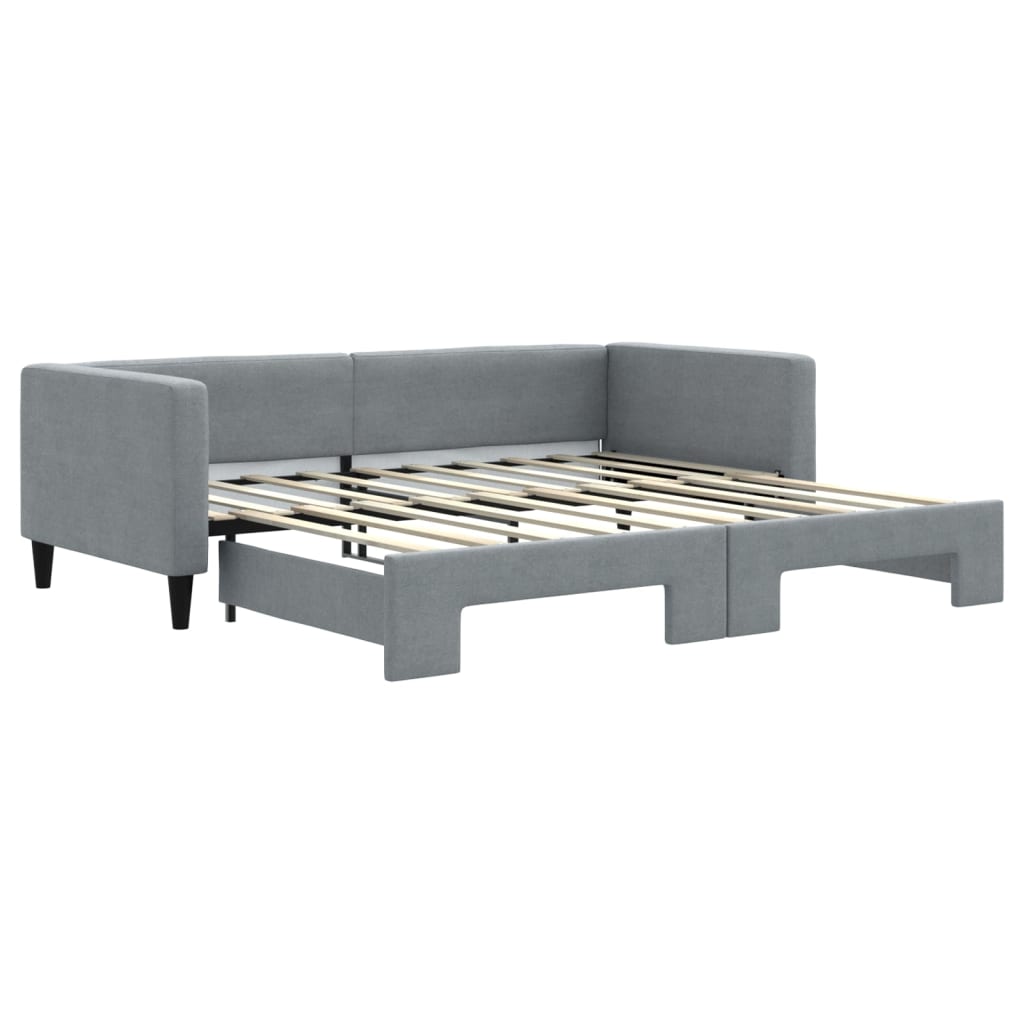 vidaXL Slaapbank met onderschuifbed 90x190 cm stof lichtgrijs grijs, foto 3