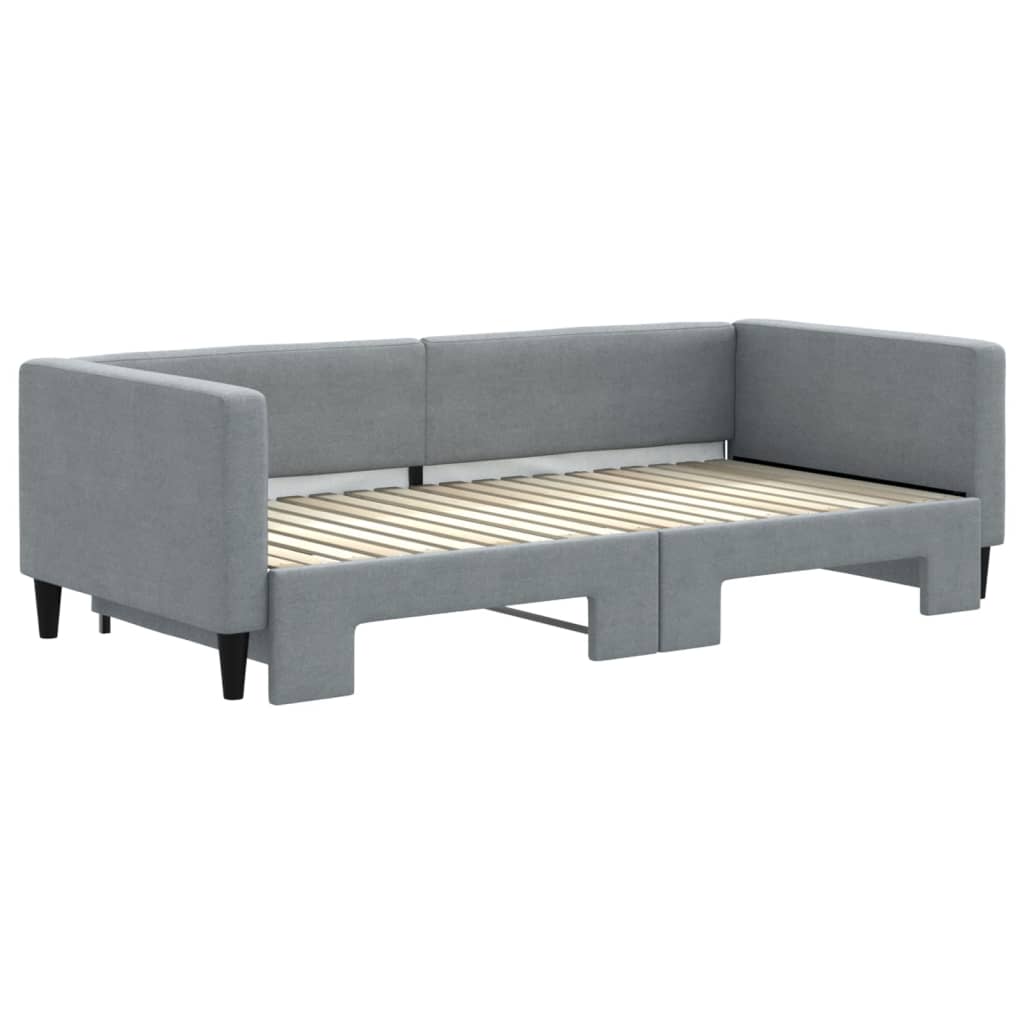 vidaXL Slaapbank met onderschuifbed 90x190 cm stof lichtgrijs grijs, foto 2