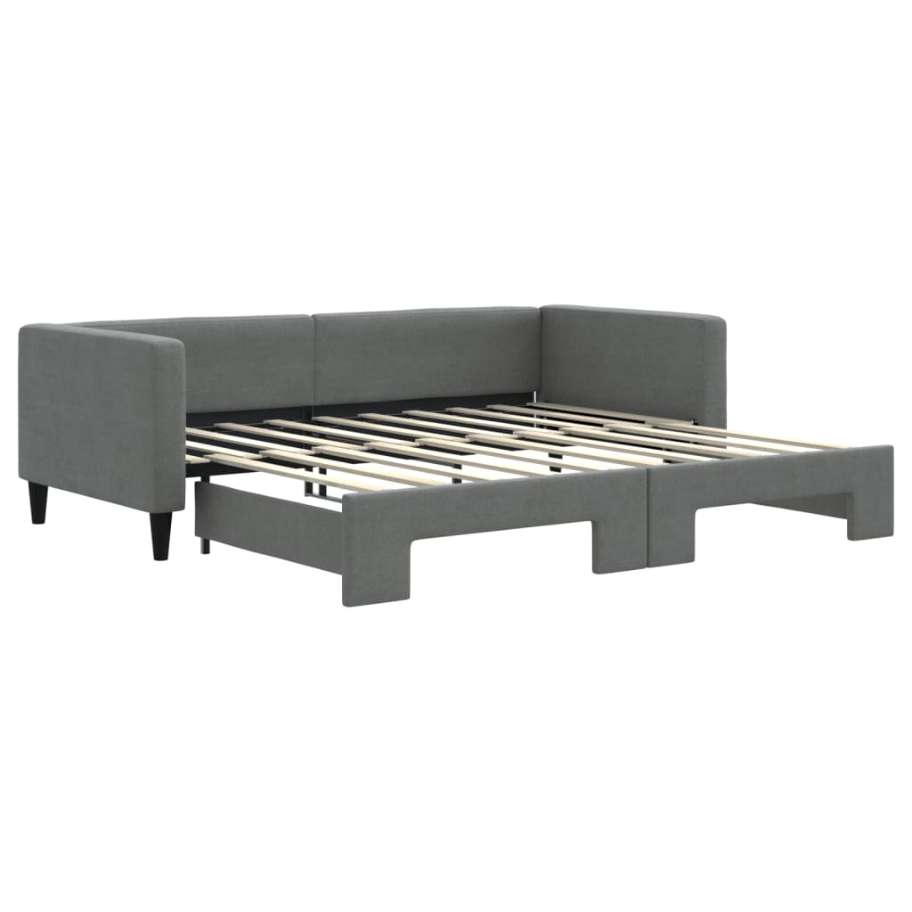 vidaXL Slaapbank met onderschuifbed 90x190 cm stof donkergrijs grijs, foto 3