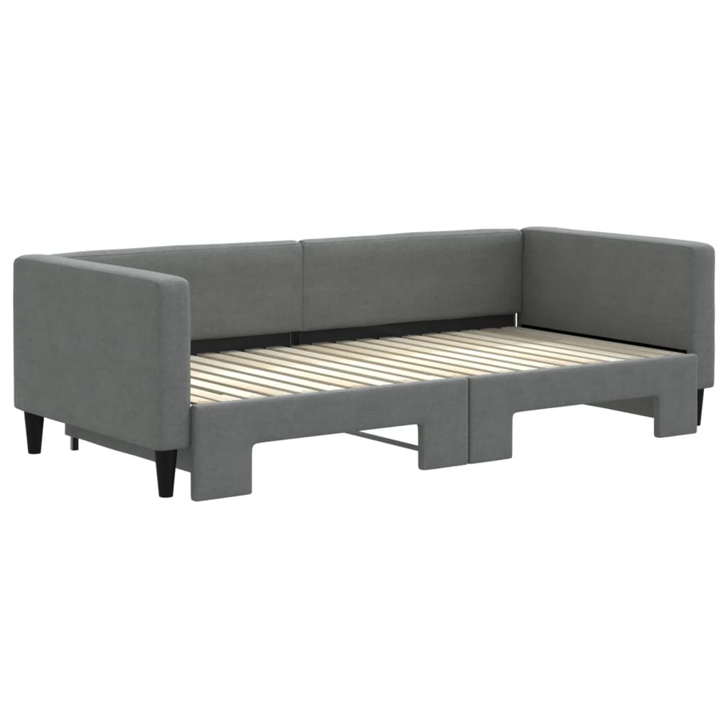 vidaXL Slaapbank met onderschuifbed 90x190 cm stof donkergrijs grijs, foto 2