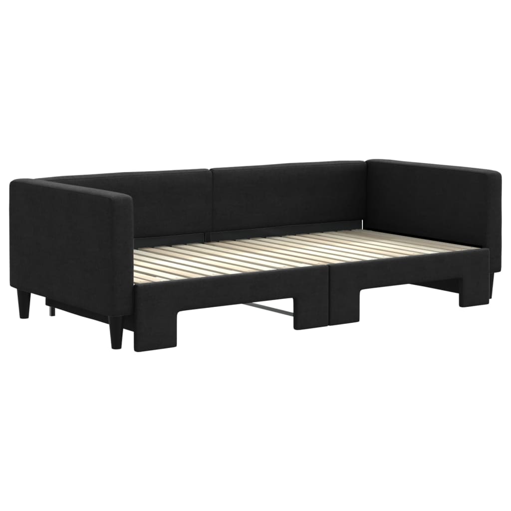 vidaXL Slaapbank met onderschuifbed 90x190 cm stof zwart afbeelding