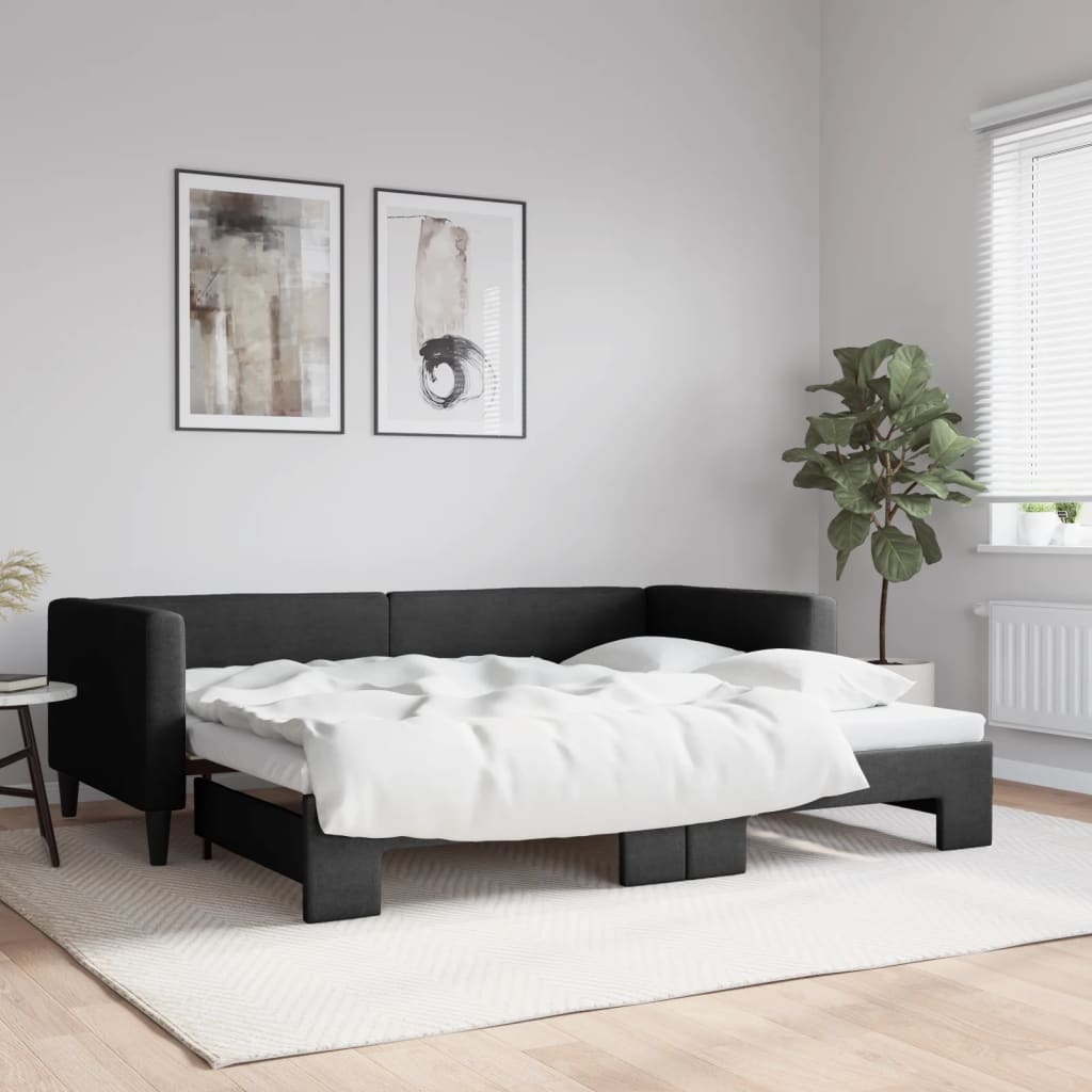 vidaXL daybed med udtræk 90x190 cm stof sort