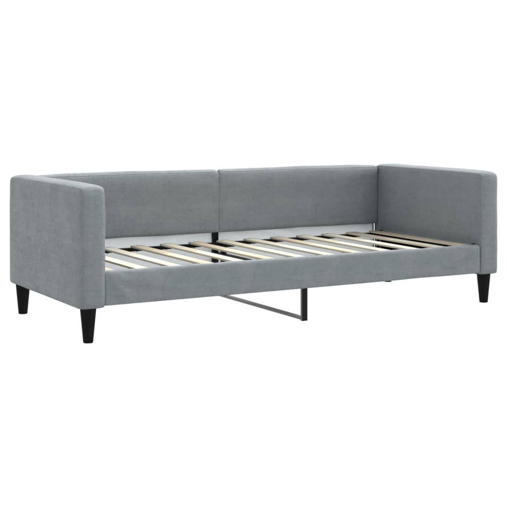 vidaXL Slaapbank onderschuifbed en matrassen 80x200 cm stof lichtgrijs grijs, foto 4