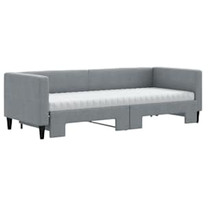 Válenda s přistýlkou a matracemi světle šedá 80 x 200 cm textil - obrázek 3