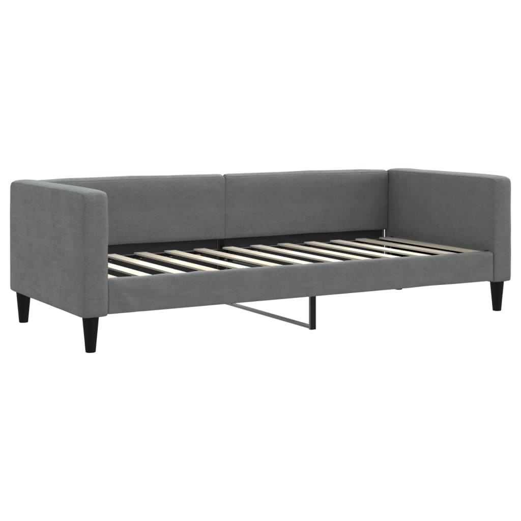vidaXL Slaapbank onderschuifbed matrassen 80x200 cm stof donkergrijs grijs, foto 4