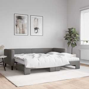 Válenda s přistýlkou a matracemi tmavě šedá 80 x 200 cm textil - obrázek 1
