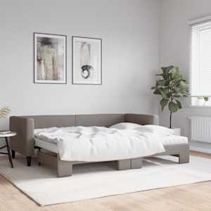 Válenda s přistýlkou a matracemi taupe 80 x 200 cm textil - obrázek 1