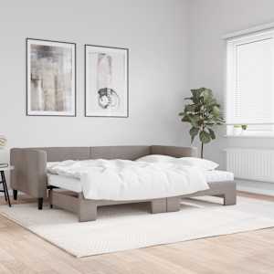 Válenda s přistýlkou a matracemi taupe 90 x 200 cm textil - obrázek 1