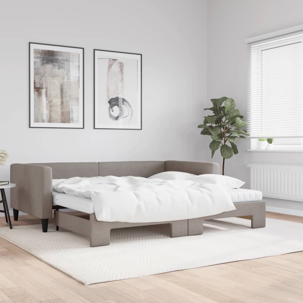 vidaXL daybed med udtræk og madras 100x200 cm stof gråbrun