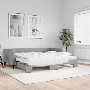 Válenda s přistýlkou a matracemi světle šedá 90 x 190 cm textil - obrázek 1