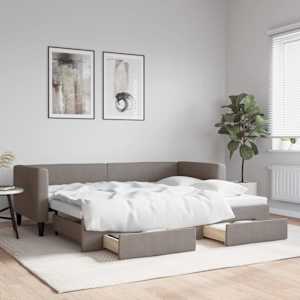 Válenda s přistýlkou a zásuvkami taupe 80 x 200 cm textil - obrázek 1