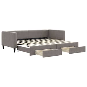 Válenda s přistýlkou a zásuvkami taupe 90 x 200 cm textil - obrázek 2