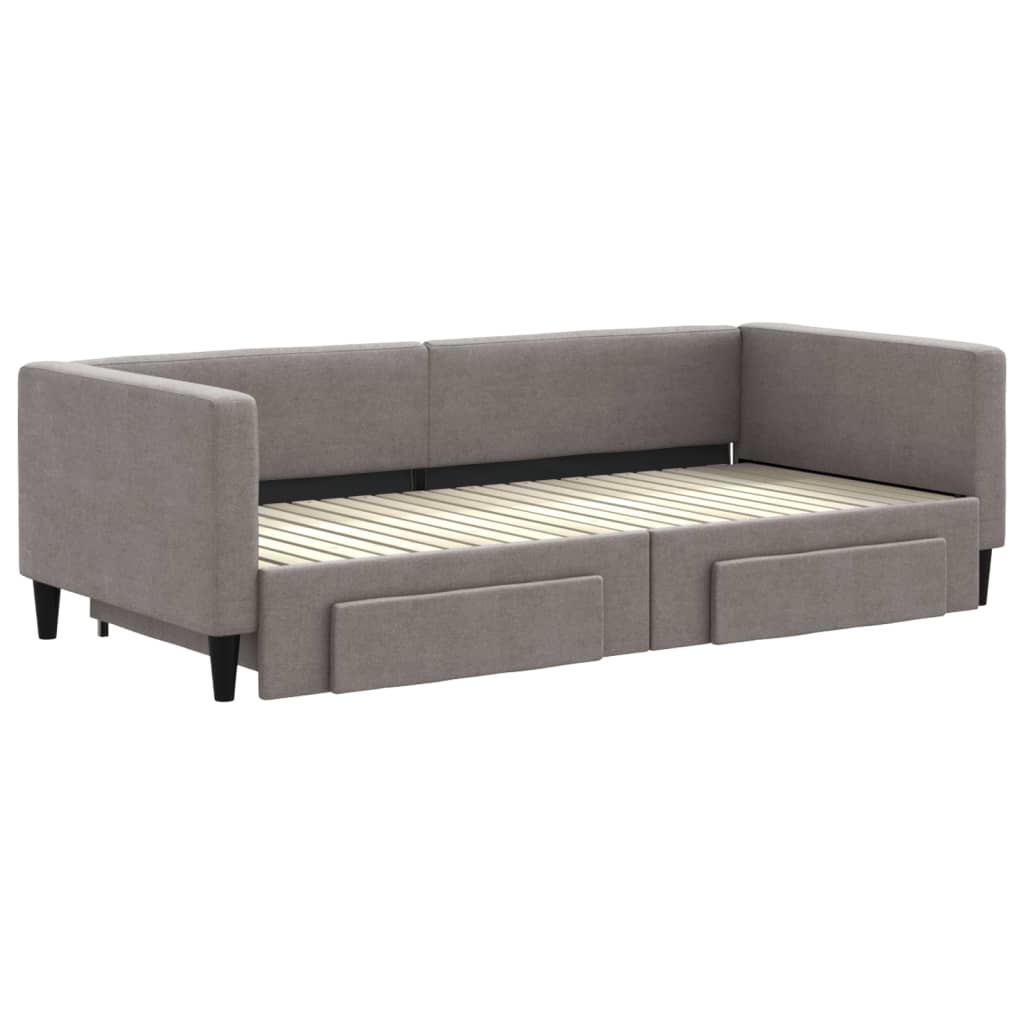 vidaXL Tagesbett Ausziehbar mit Schubladen Taupe 90x200 cm Stoff