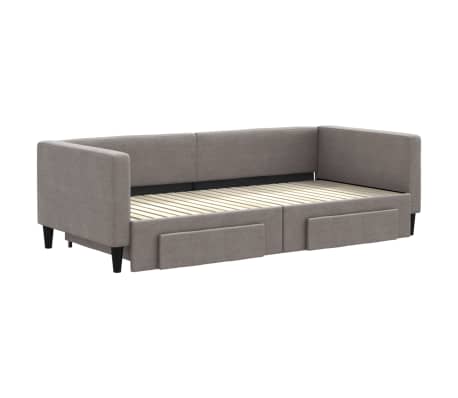 vidaXL Tagesbett Ausziehbar mit Schubladen Taupe 90x200 cm Stoff