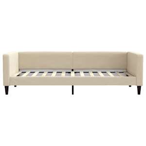 Válenda s přistýlkou a zásuvkami krémová 90 x 200 cm textil - obrázek 7