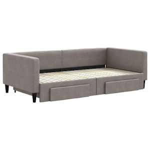 Válenda s přistýlkou a zásuvkami taupe 100 x 200 cm textil - obrázek 3